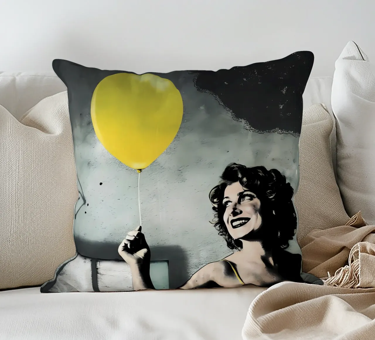 Il palloncino giallo cuscino da Jester Krew Art