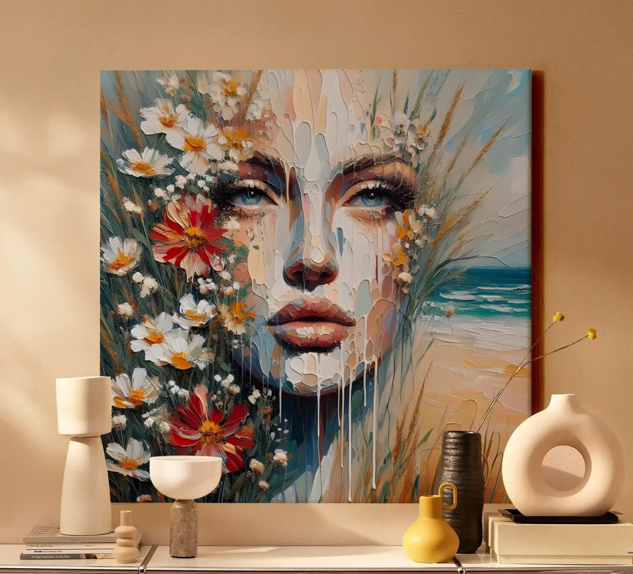 Waar elegantie bloeit Schilderij canvas met Baklijst van ARTOMATIC