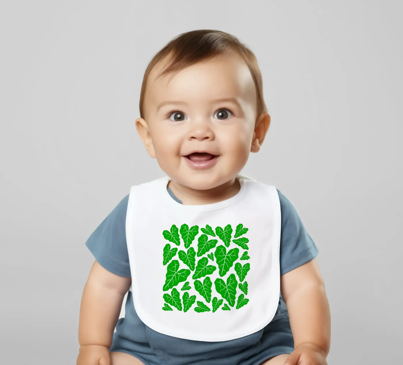Green leaves pattern bavaglino da baobabprintstore