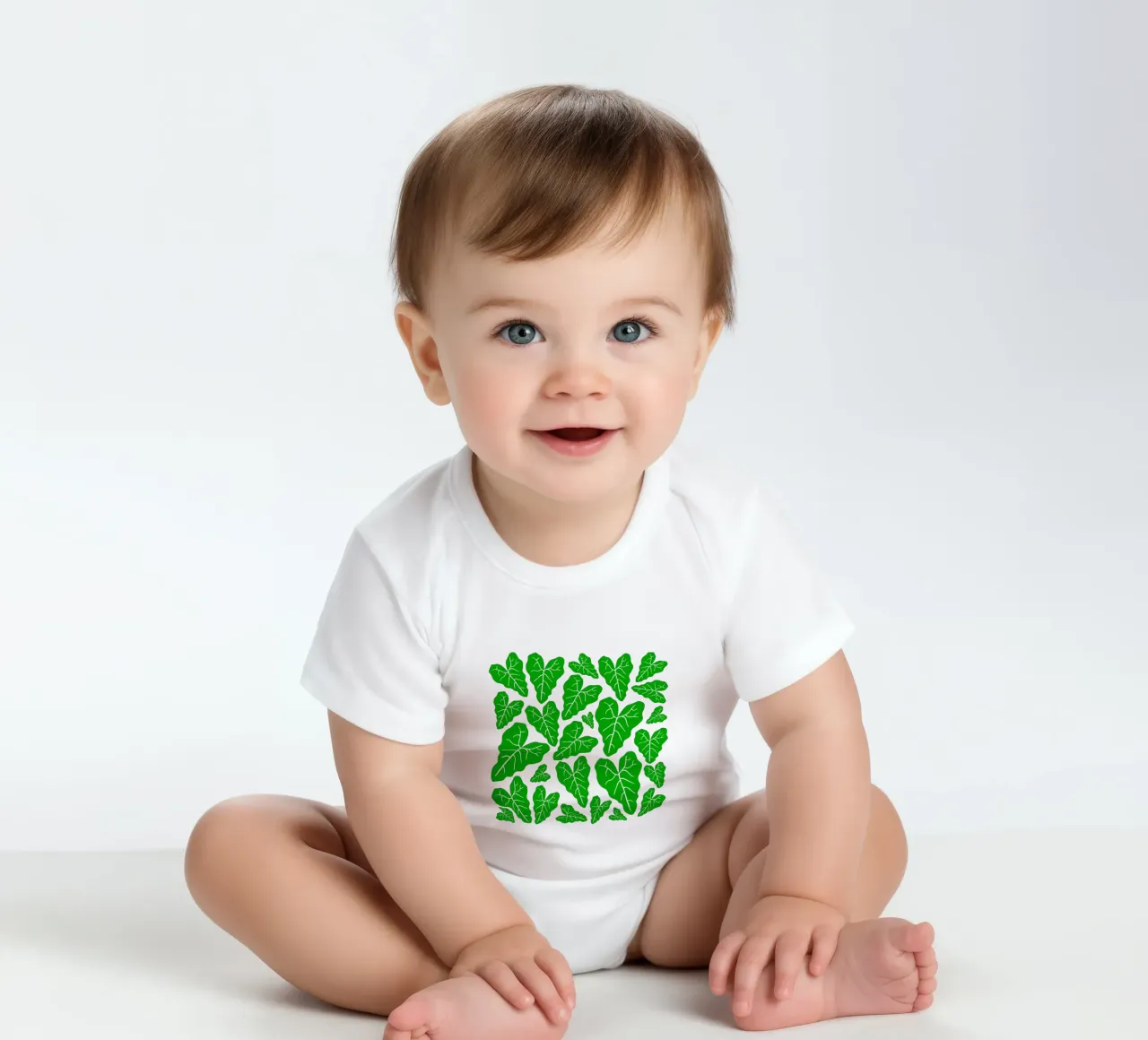 Green leaves pattern body neonato maniche corte da baobabprintstore