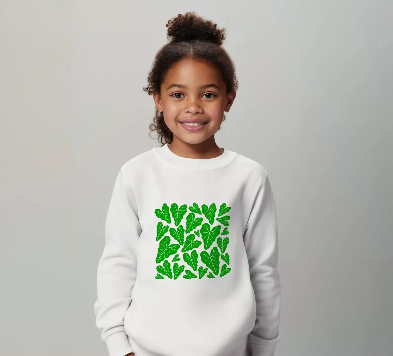 Green leaves pattern felpa bambino da baobabprintstore