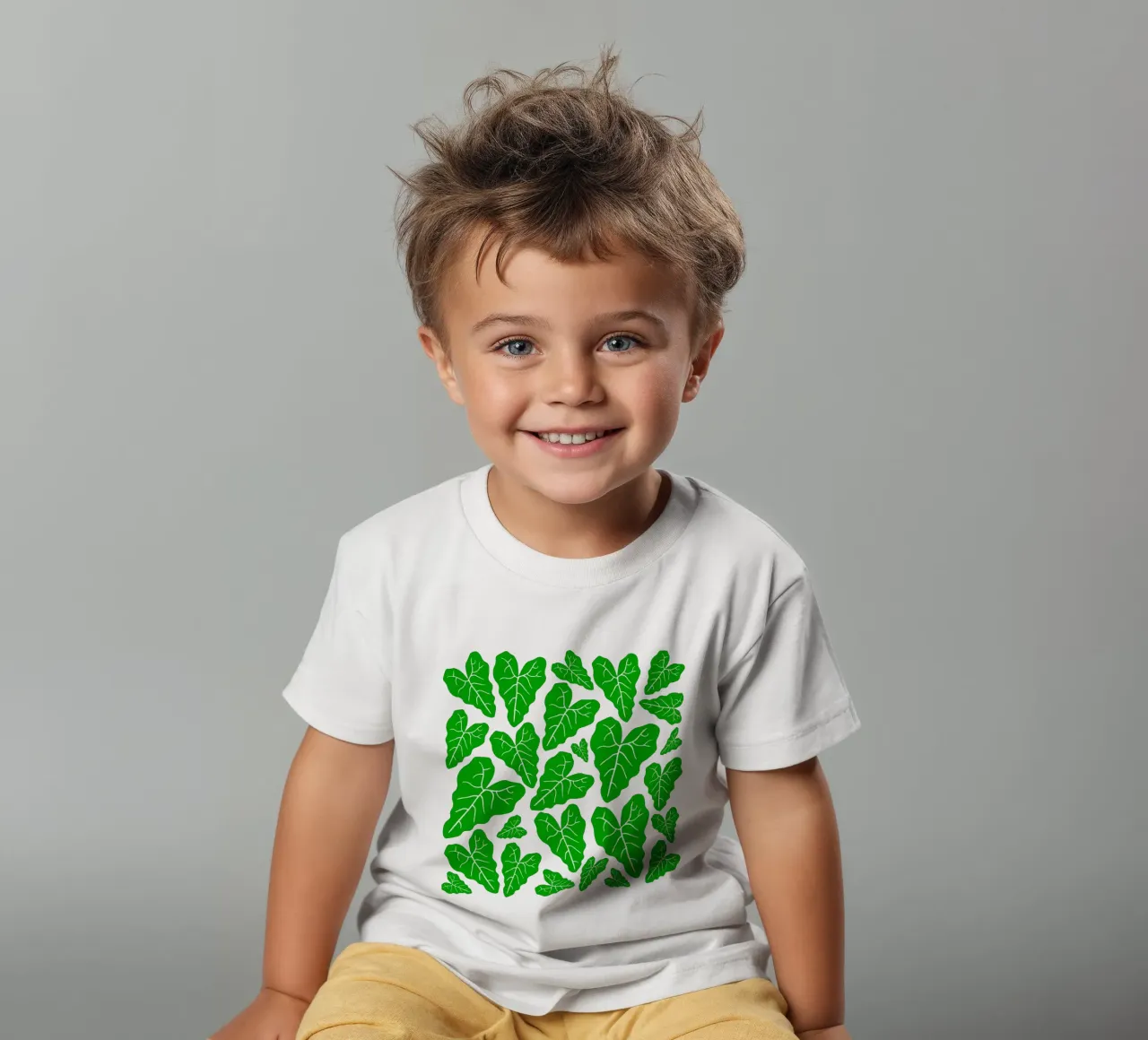 Green leaves pattern t-shirt bambini da baobabprintstore