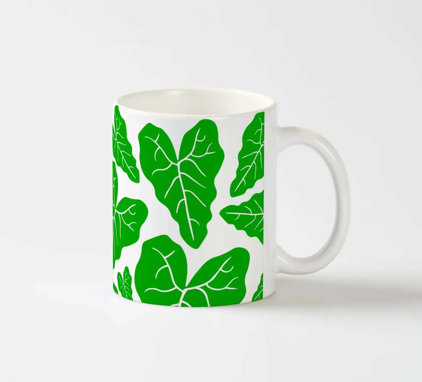 Green leaves pattern ceramic mug by baobabprintstore