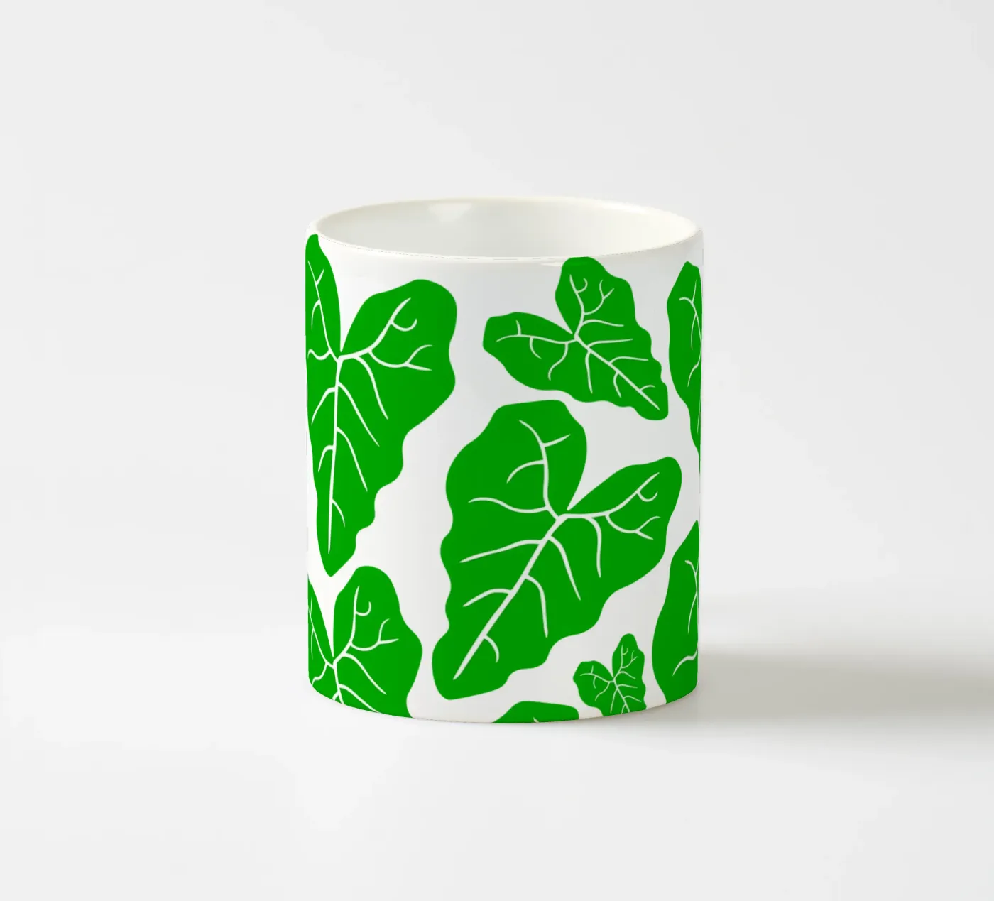 Green leaves pattern ceramic mug by baobabprintstore