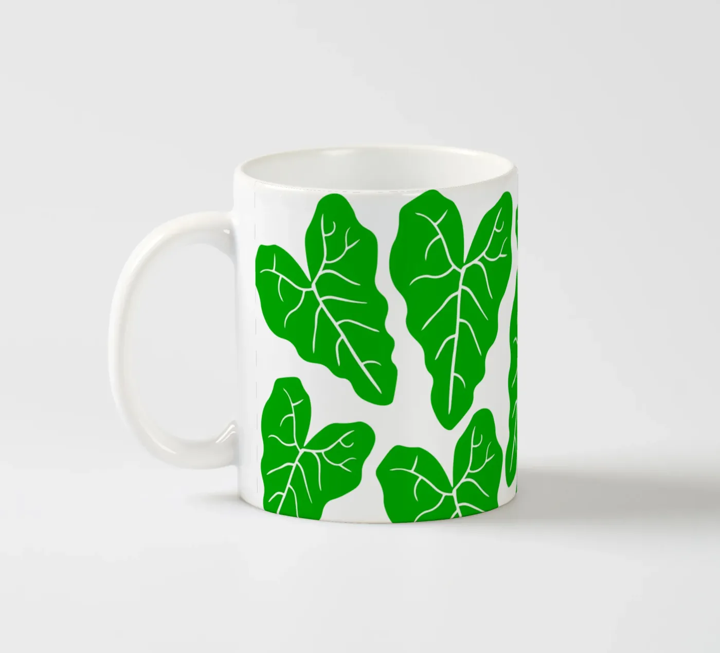 Green leaves pattern ceramic mug by baobabprintstore