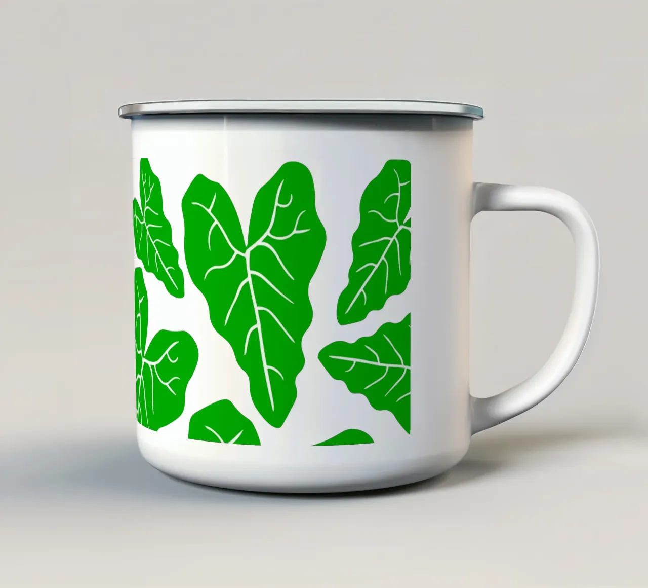 Green leaves pattern tazza in smalto da baobabprintstore