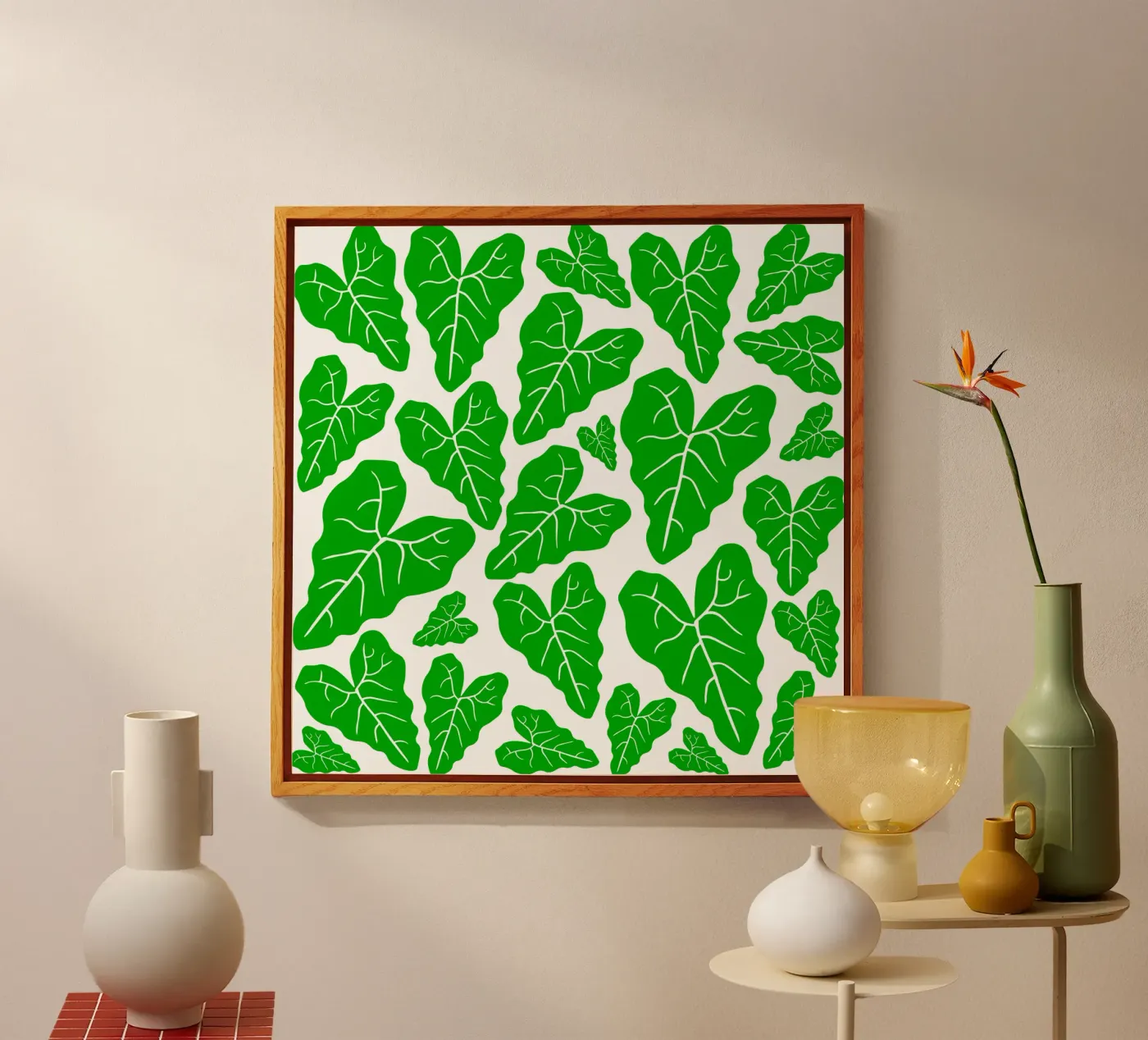 Green leaves pattern plexiglass da baobabprintstore