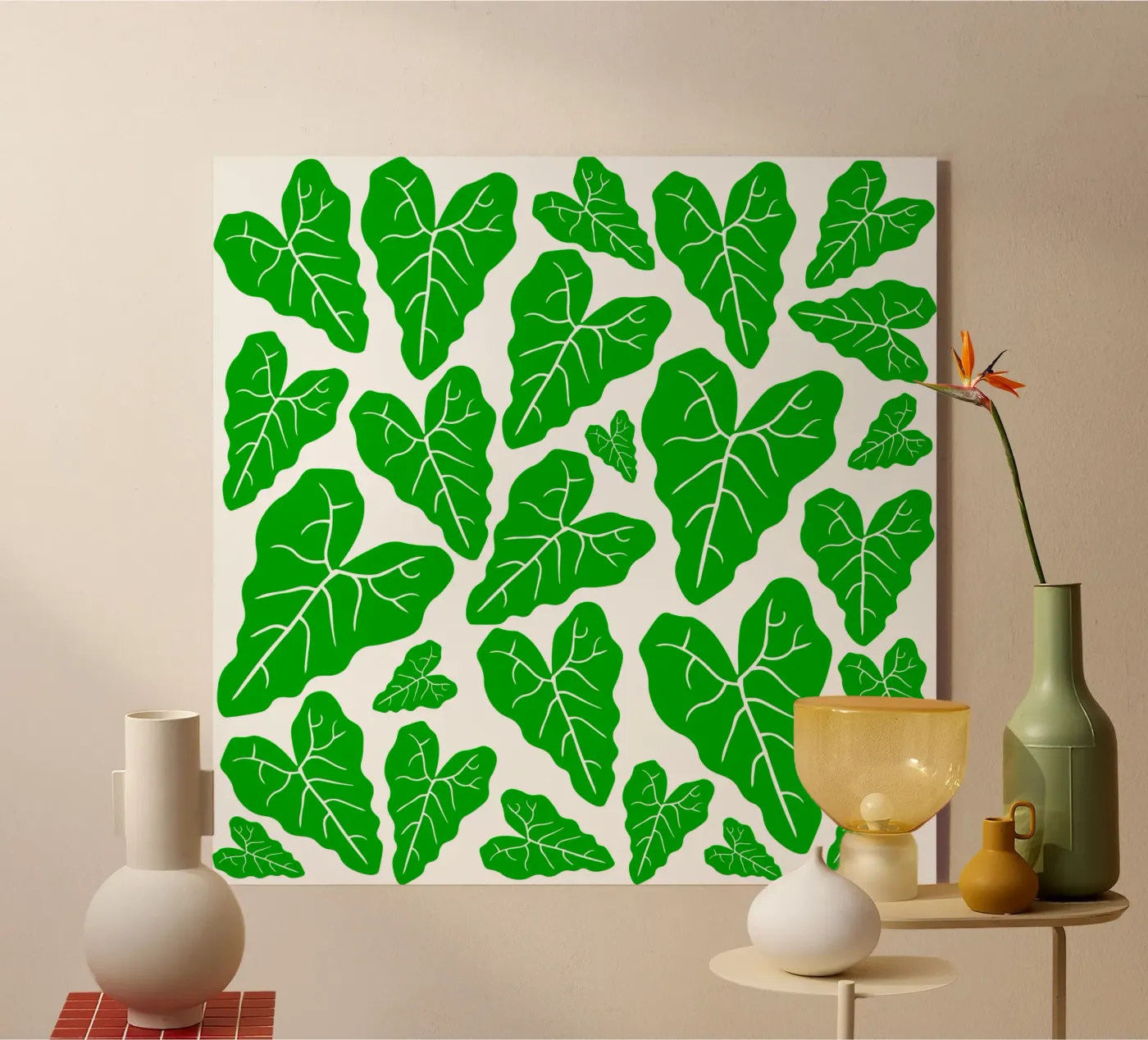 Green leaves pattern plexiglass da baobabprintstore