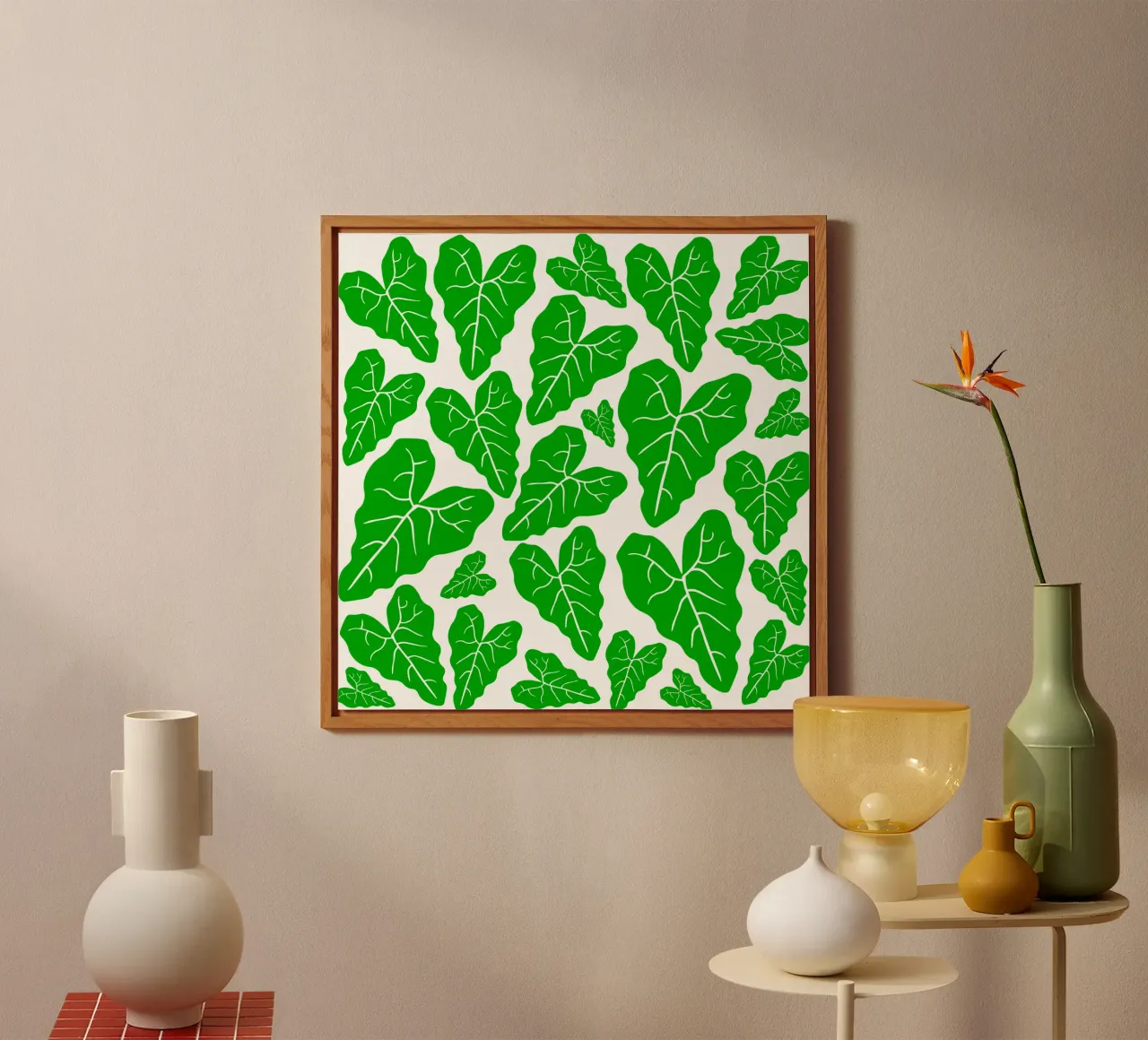 Green leaves pattern pannello forex da baobabprintstore