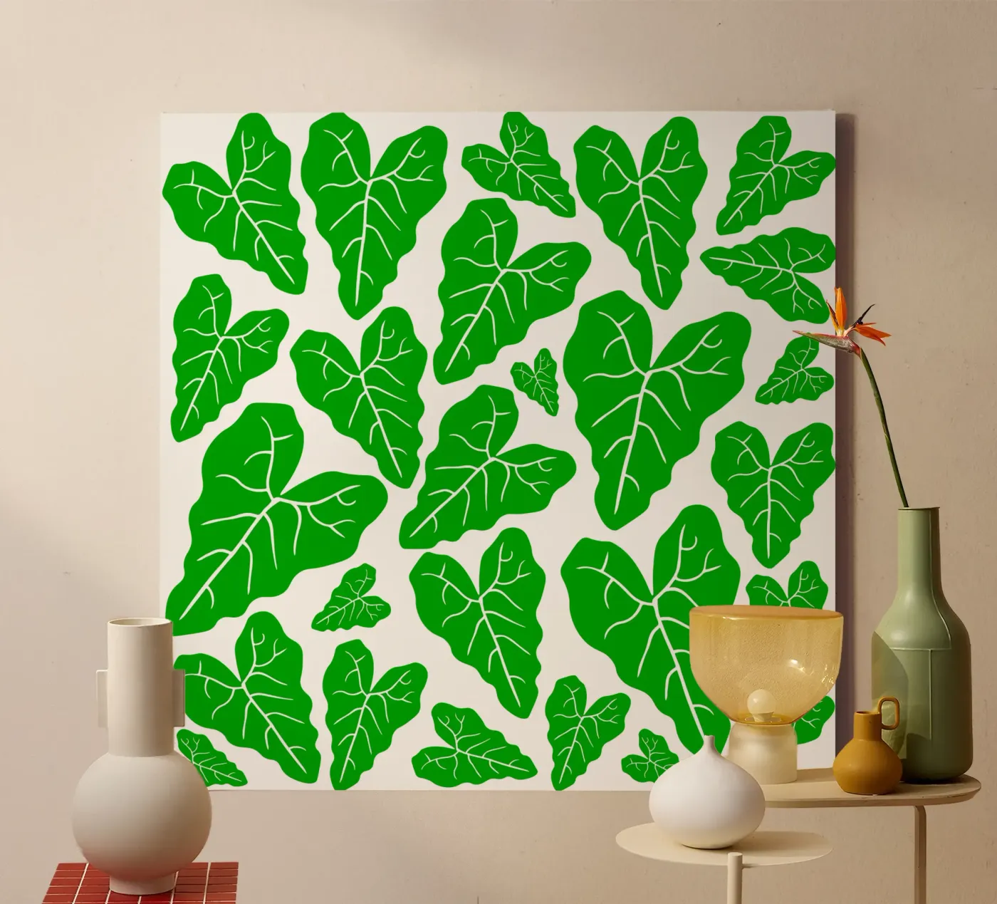 Green leaves pattern tela da baobabprintstore