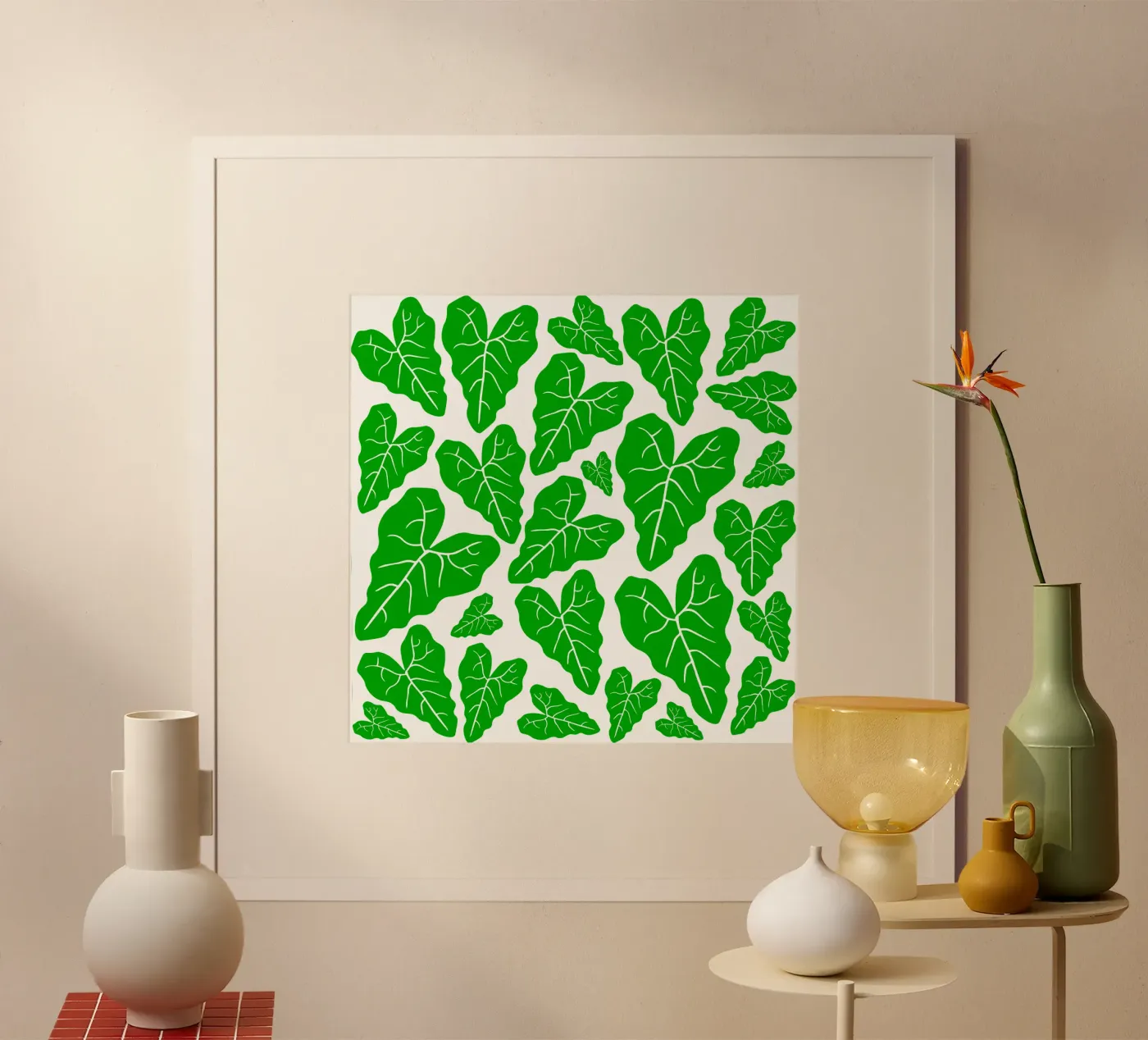 Green leaves pattern Poster von baobabprintstore