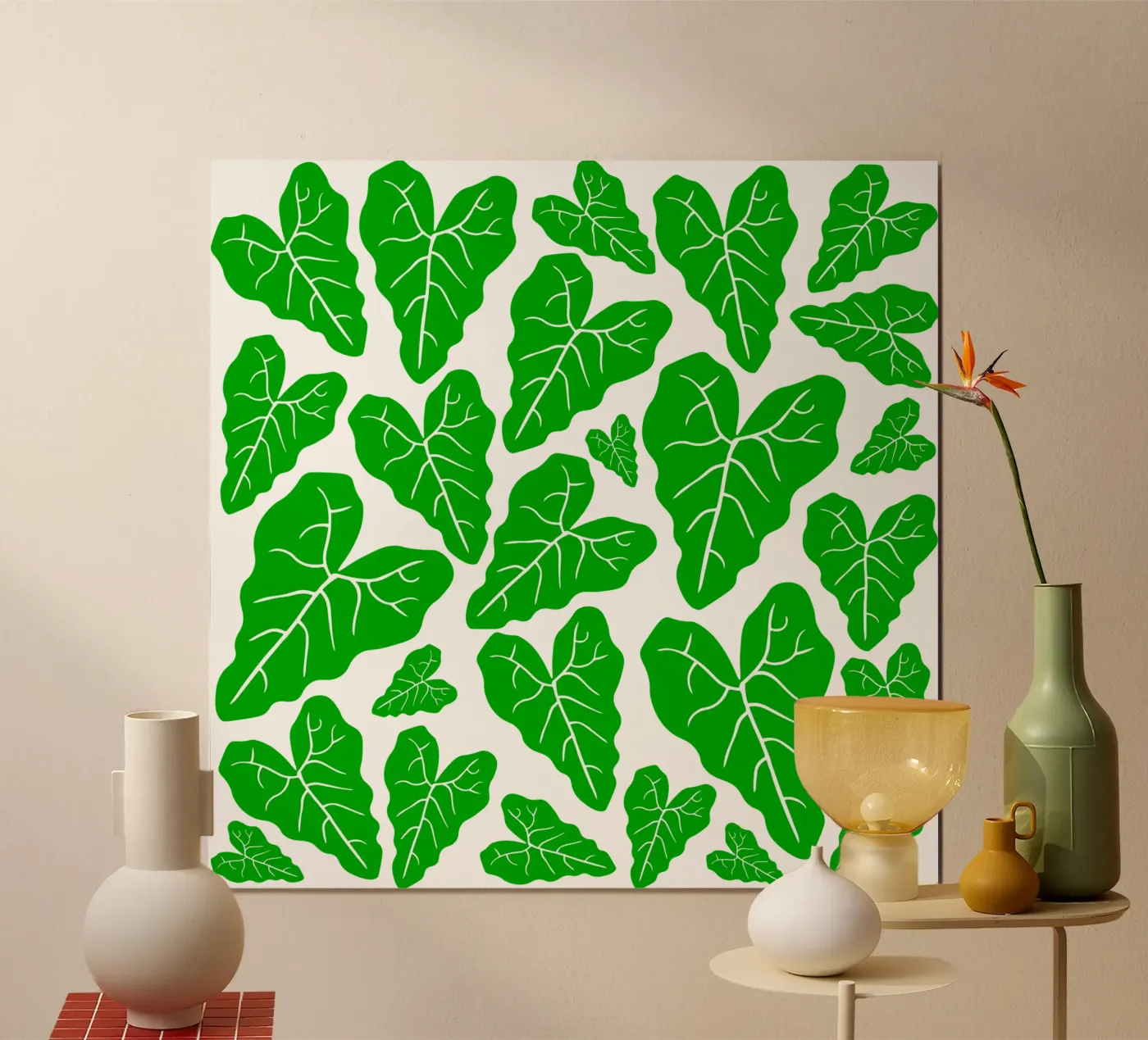 Green leaves pattern Poster von baobabprintstore