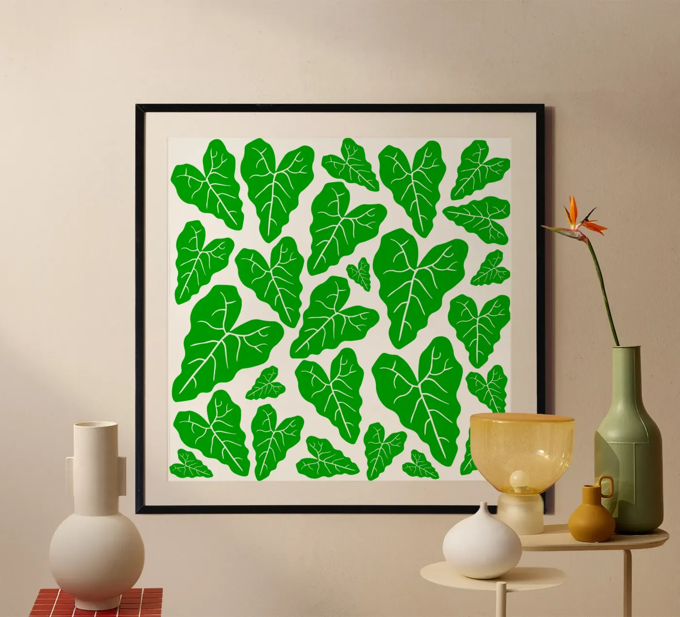 Green leaves pattern Poster von baobabprintstore