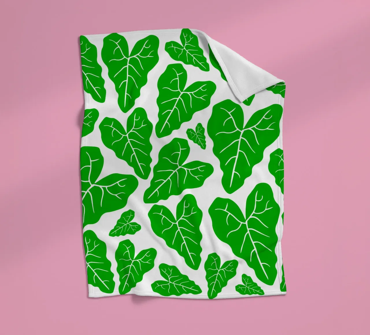 Green leaves pattern fleece blanket by baobabprintstore
