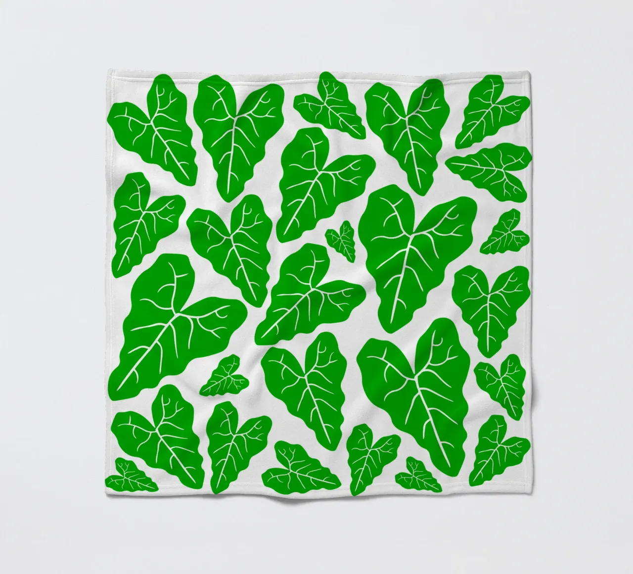 Green leaves pattern fleece blanket by baobabprintstore