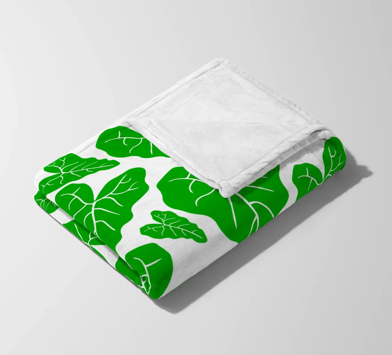 Green leaves pattern fleece blanket by baobabprintstore