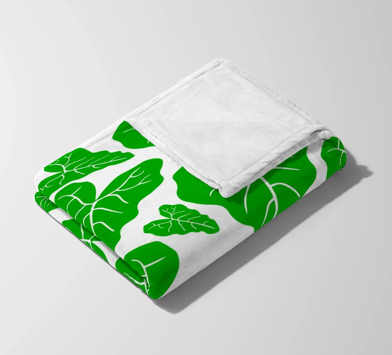 Green leaves pattern fleece blanket by baobabprintstore