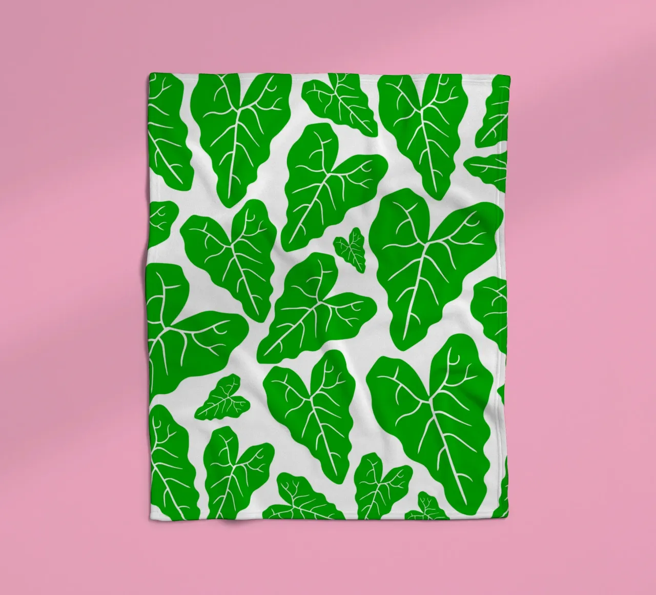 Green leaves pattern fleece blanket by baobabprintstore