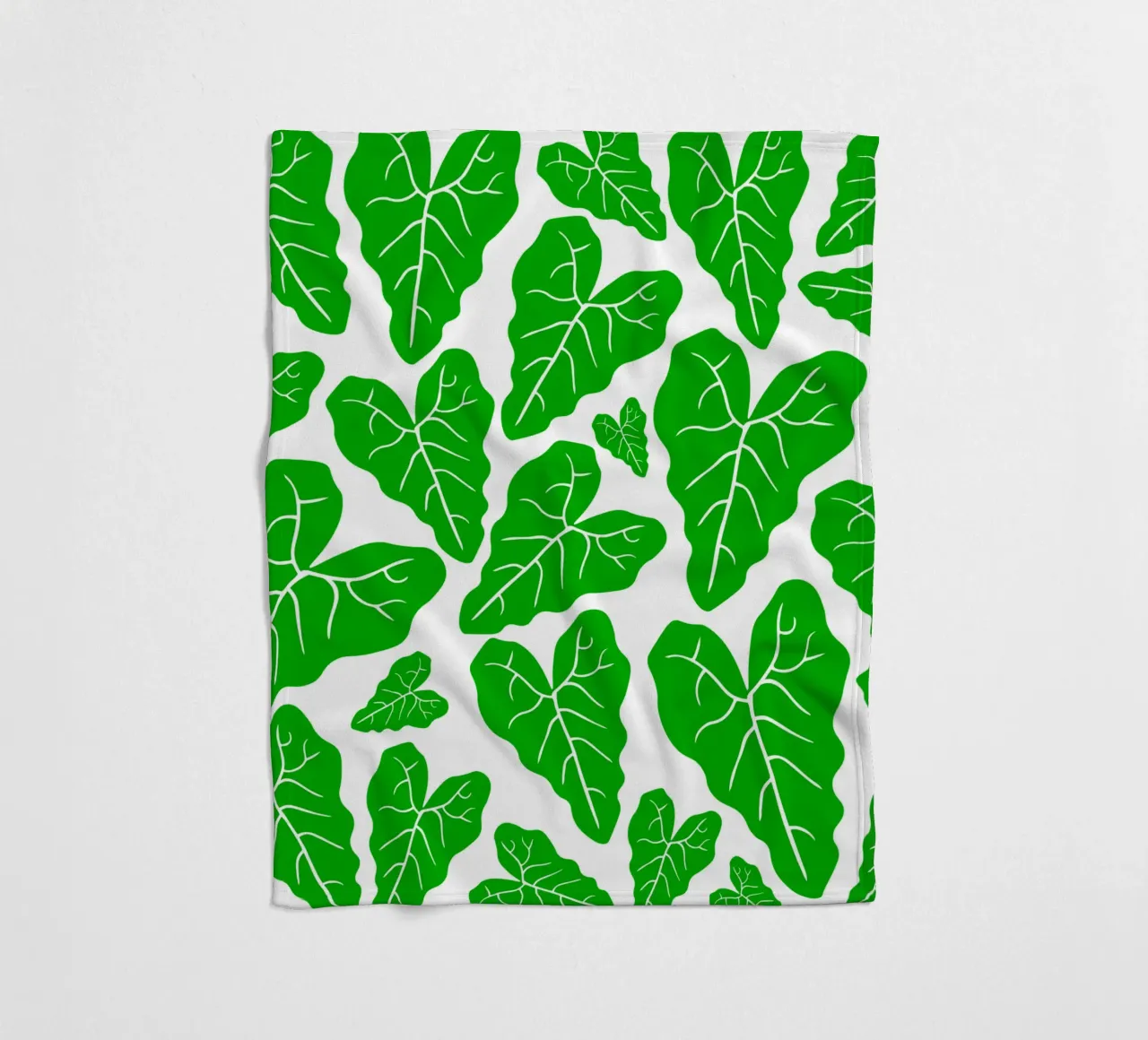 Green leaves pattern fleece blanket by baobabprintstore