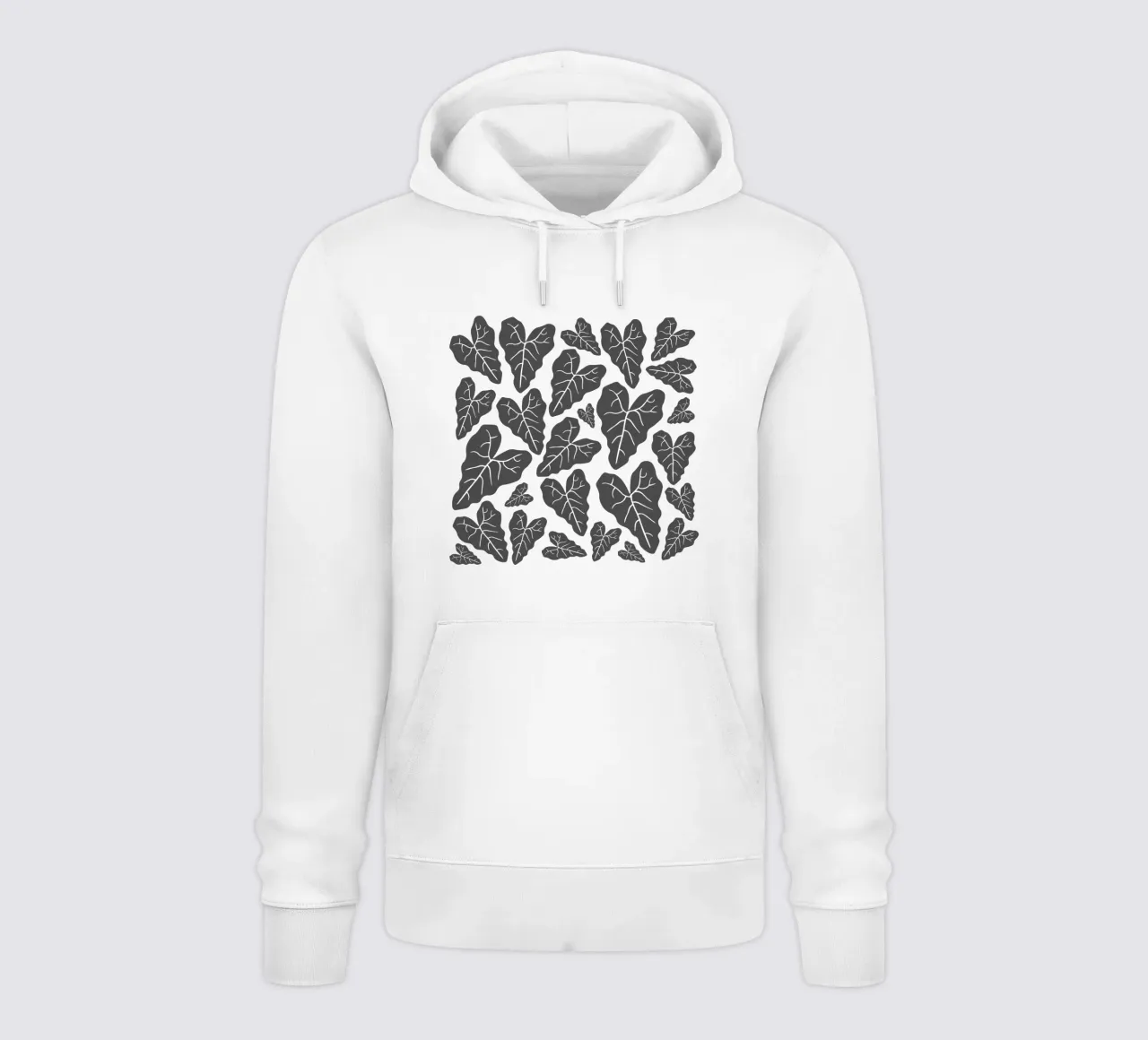 Grey leaves pattern felpa con cappuccio da baobabprintstore