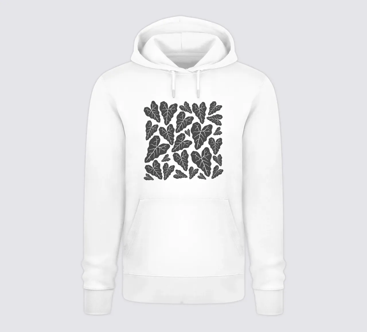 Grey leaves pattern felpa con cappuccio da baobabprintstore