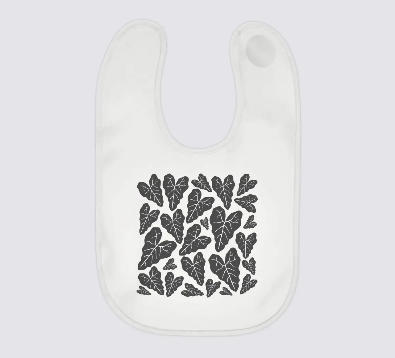 Grey leaves pattern bavaglino da baobabprintstore