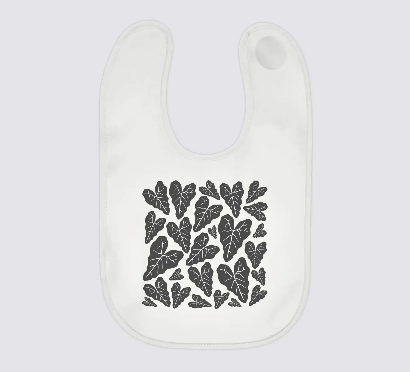 Grey leaves pattern bavaglino da baobabprintstore