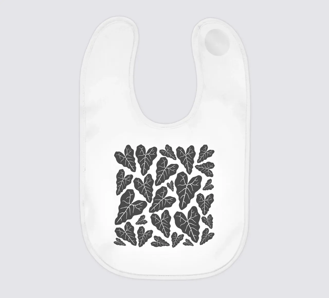 Grey leaves pattern bavaglino da baobabprintstore