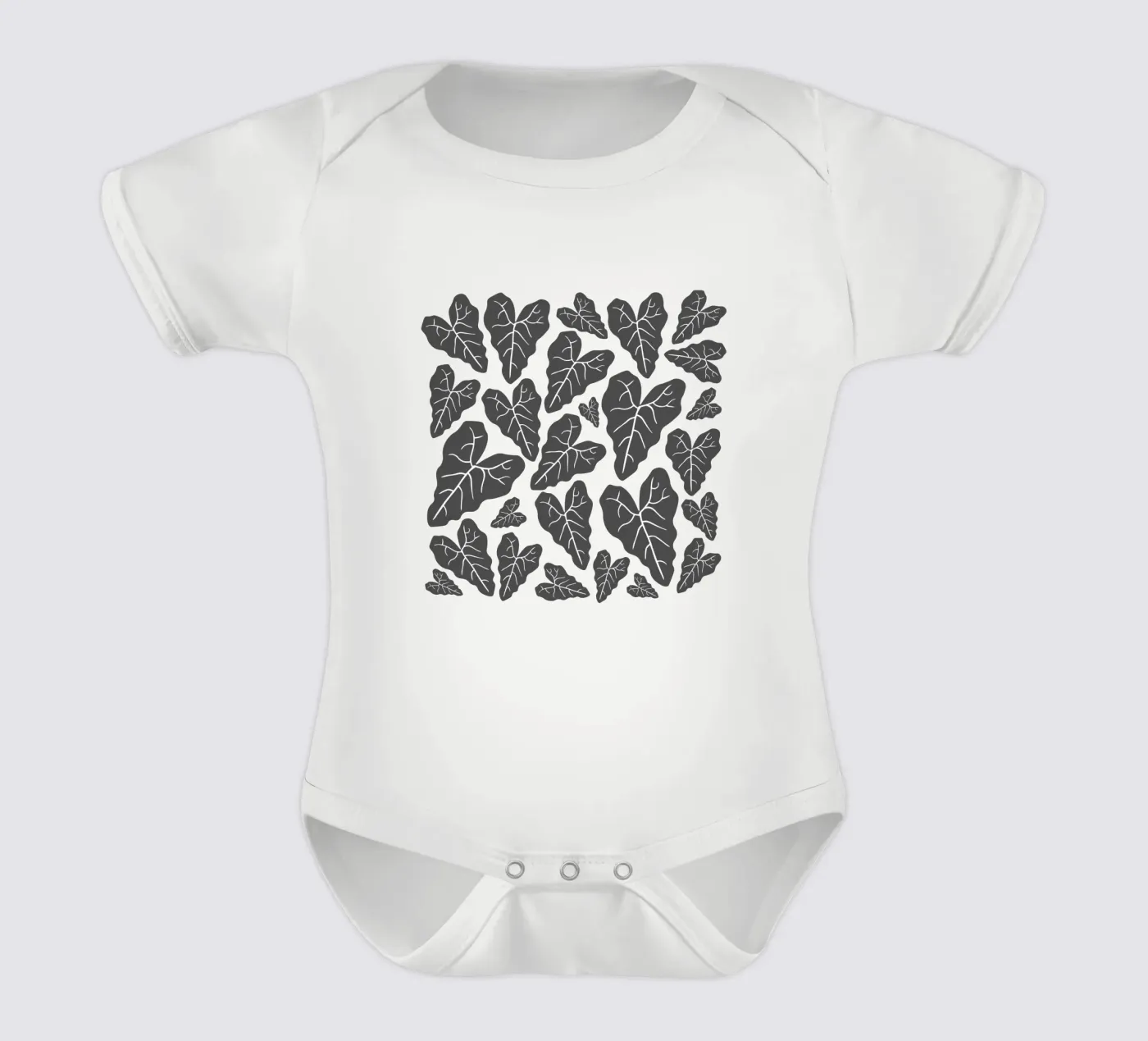 Grey leaves pattern body bébé de baobabprintstore