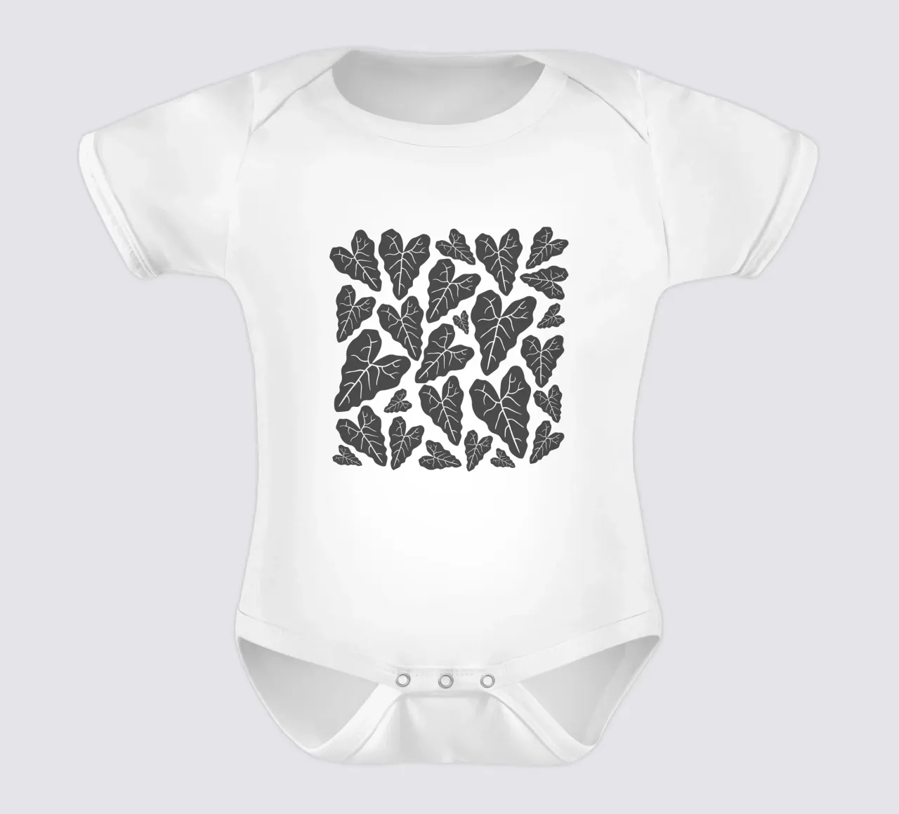 Grey leaves pattern body neonato maniche corte da baobabprintstore