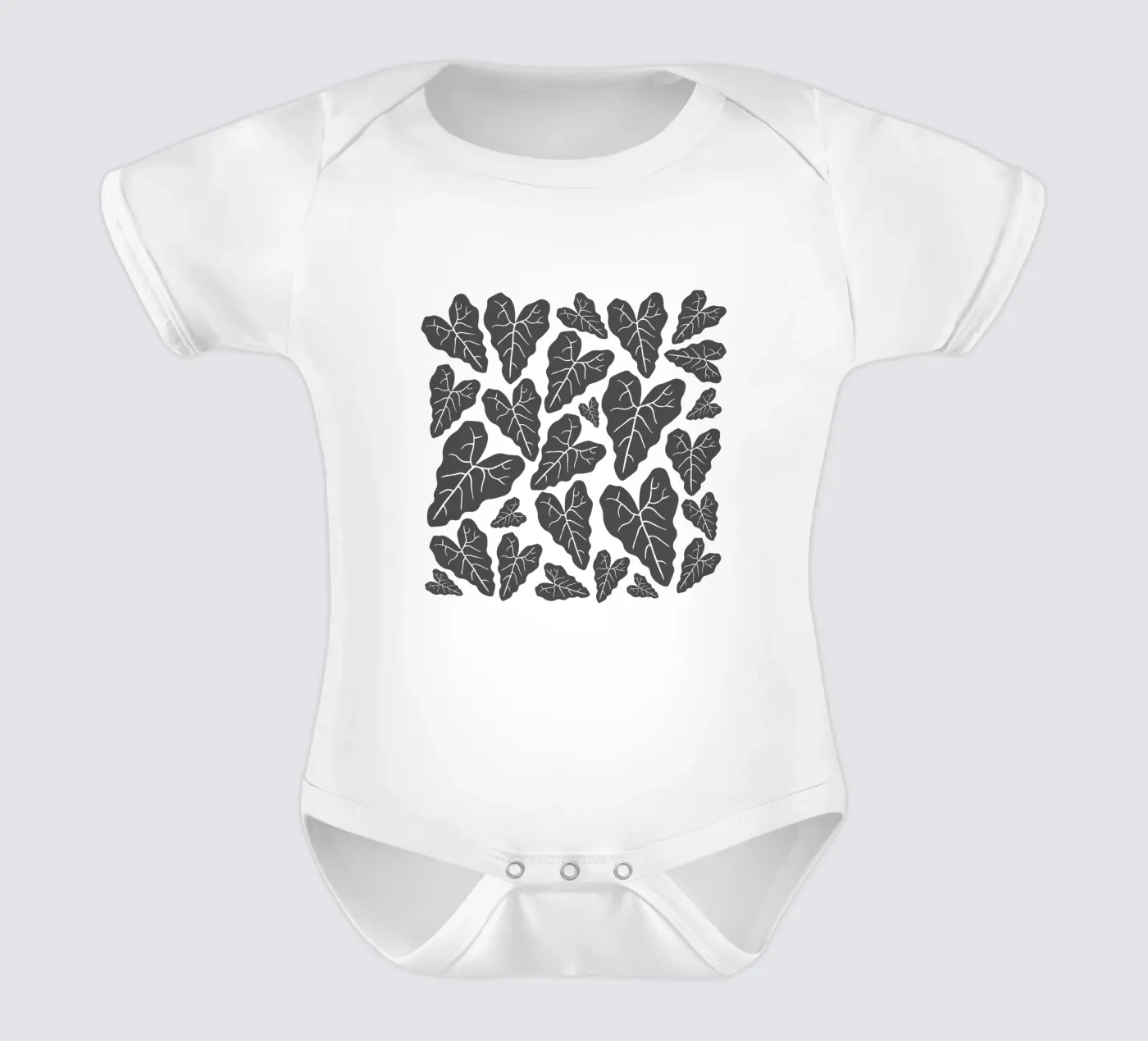 Grey leaves pattern body bébé de baobabprintstore