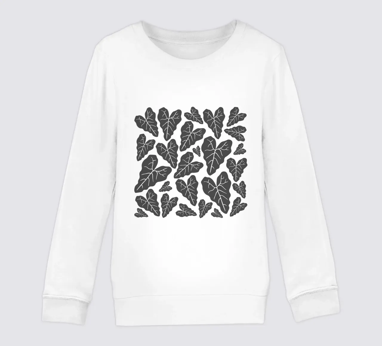 Grey leaves pattern felpa bambino da baobabprintstore