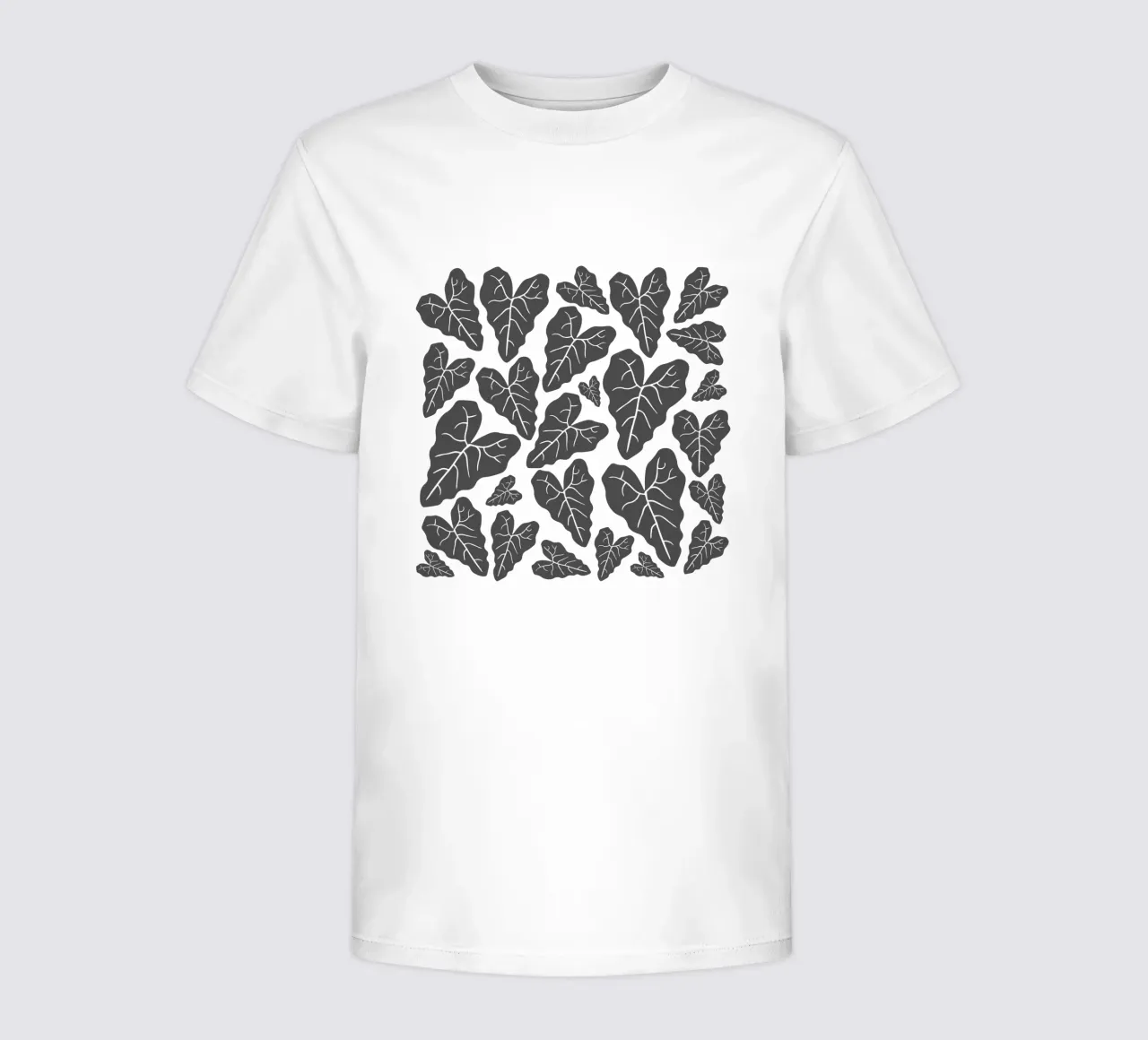 Grey leaves pattern t-shirt bambini da baobabprintstore
