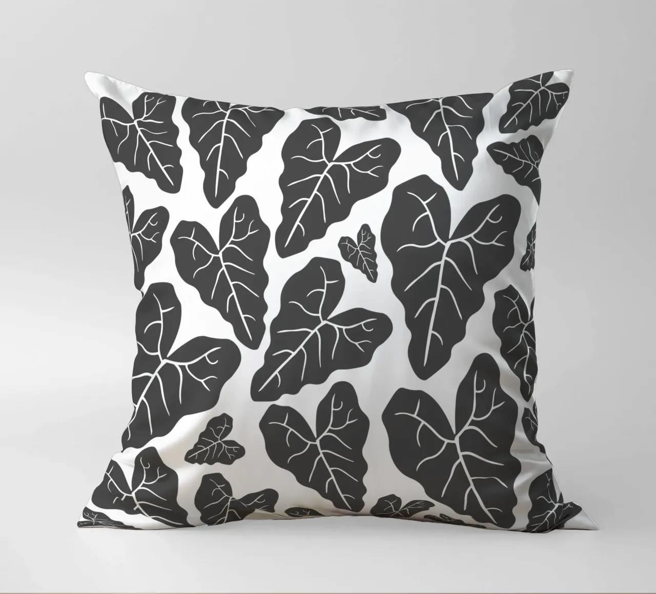 Grey leaves pattern cuscino da baobabprintstore