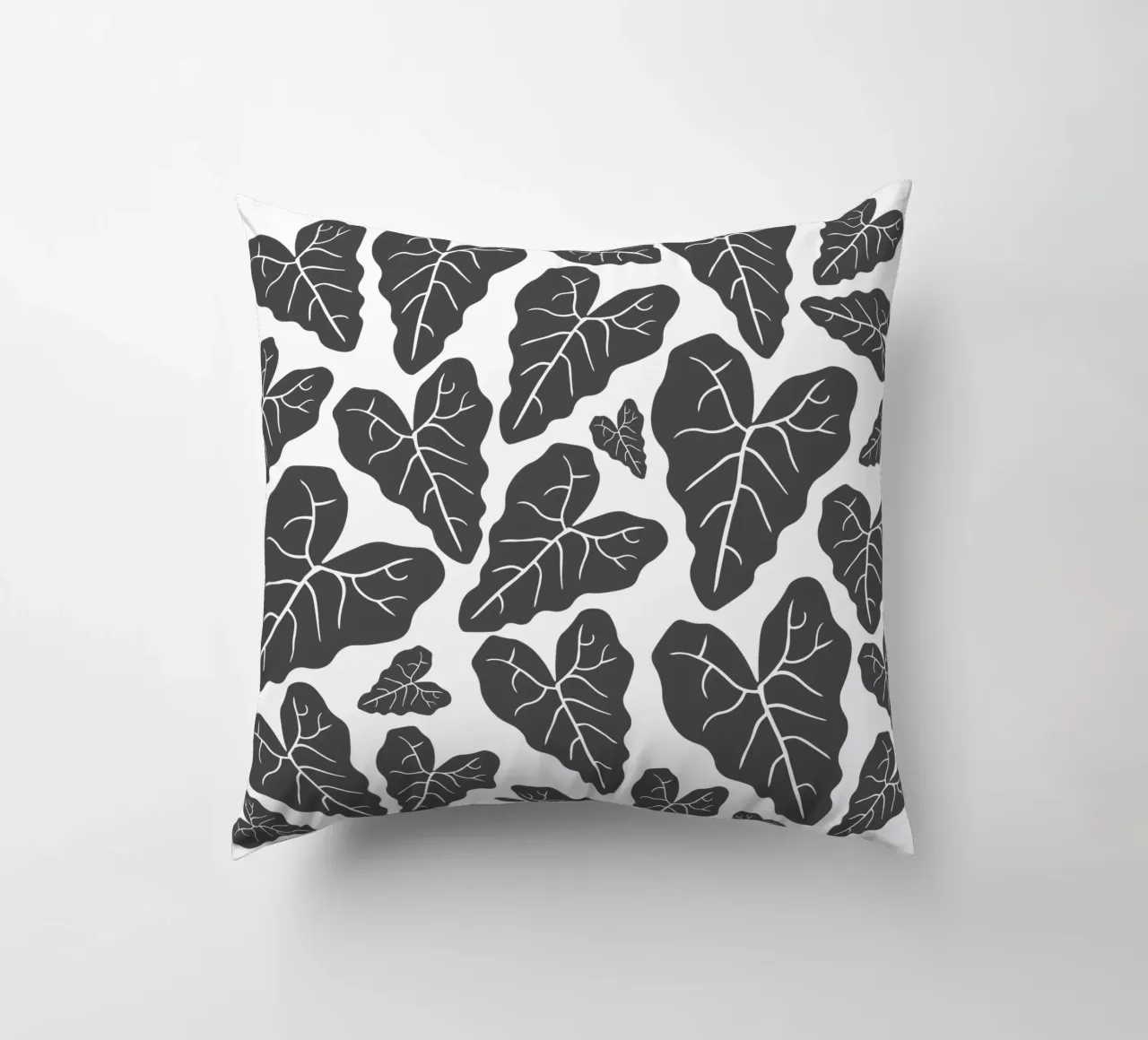 Grey leaves pattern cuscino da baobabprintstore