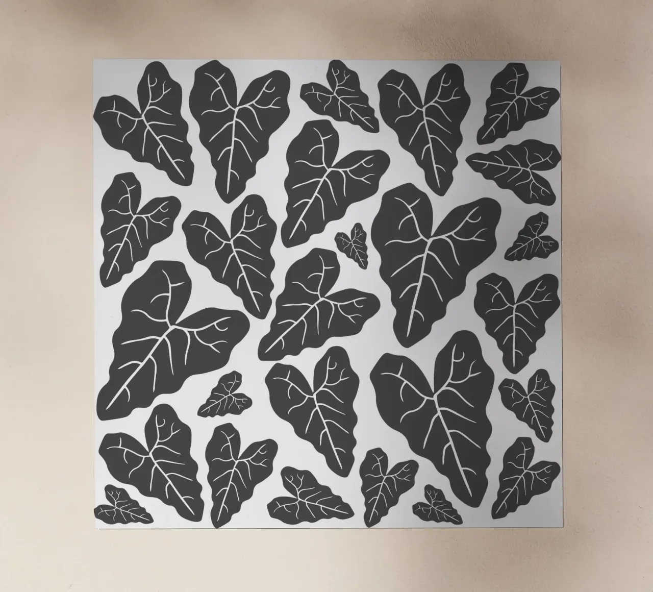 Grey leaves pattern pellicola backlit da baobabprintstore