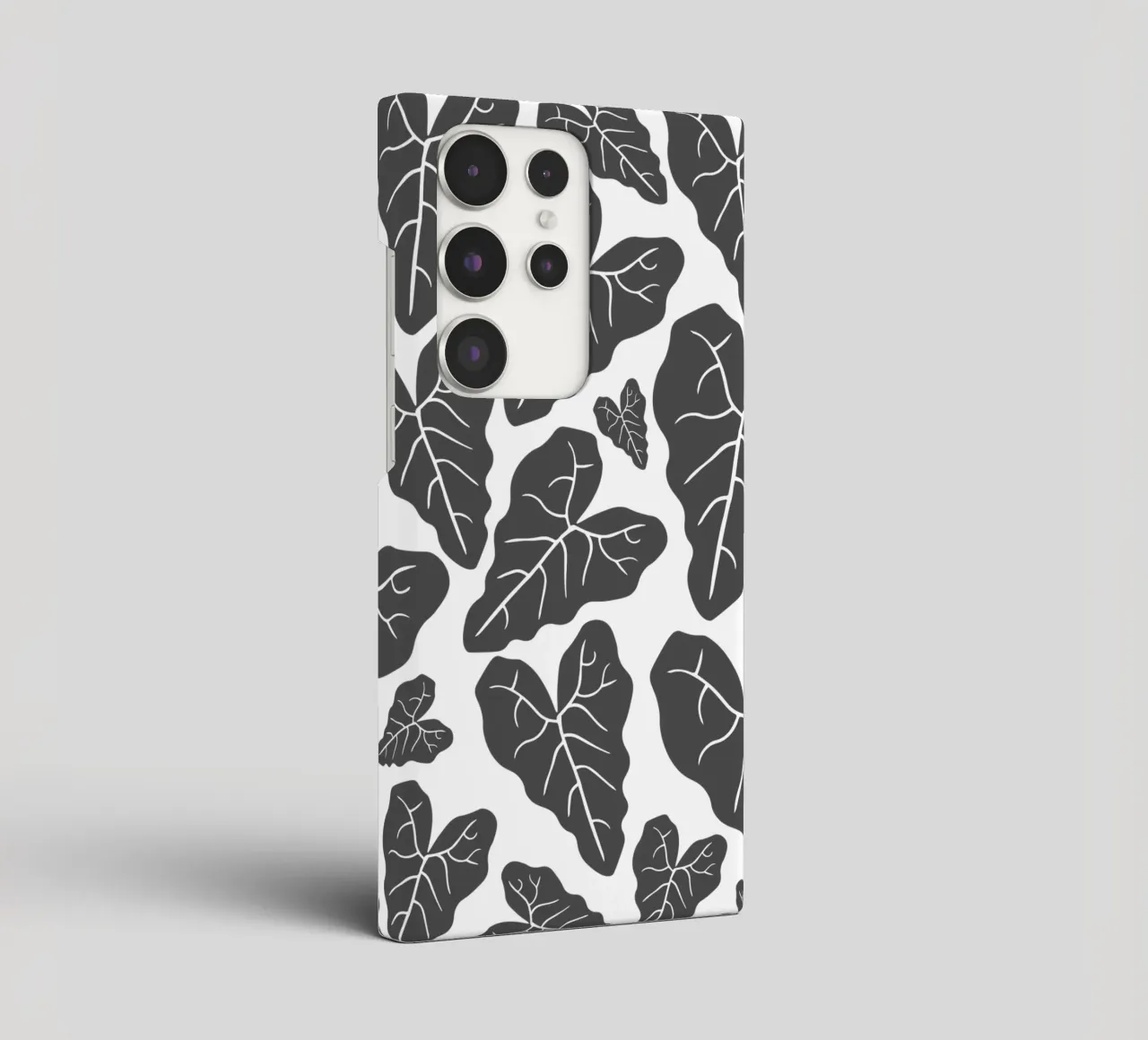 Grey leaves pattern cover samsung da baobabprintstore