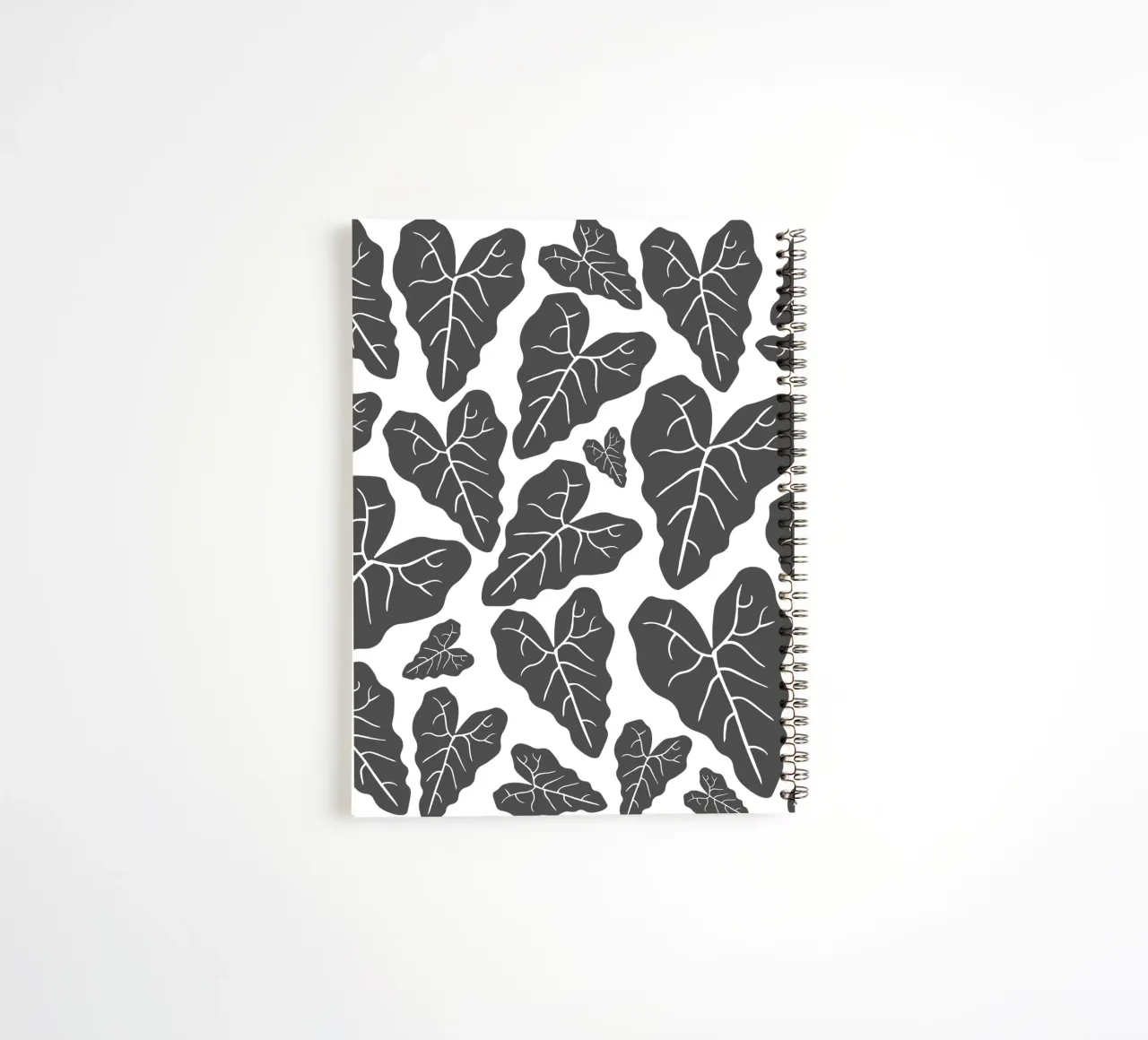 Grey leaves pattern spiral notebook by baobabprintstore