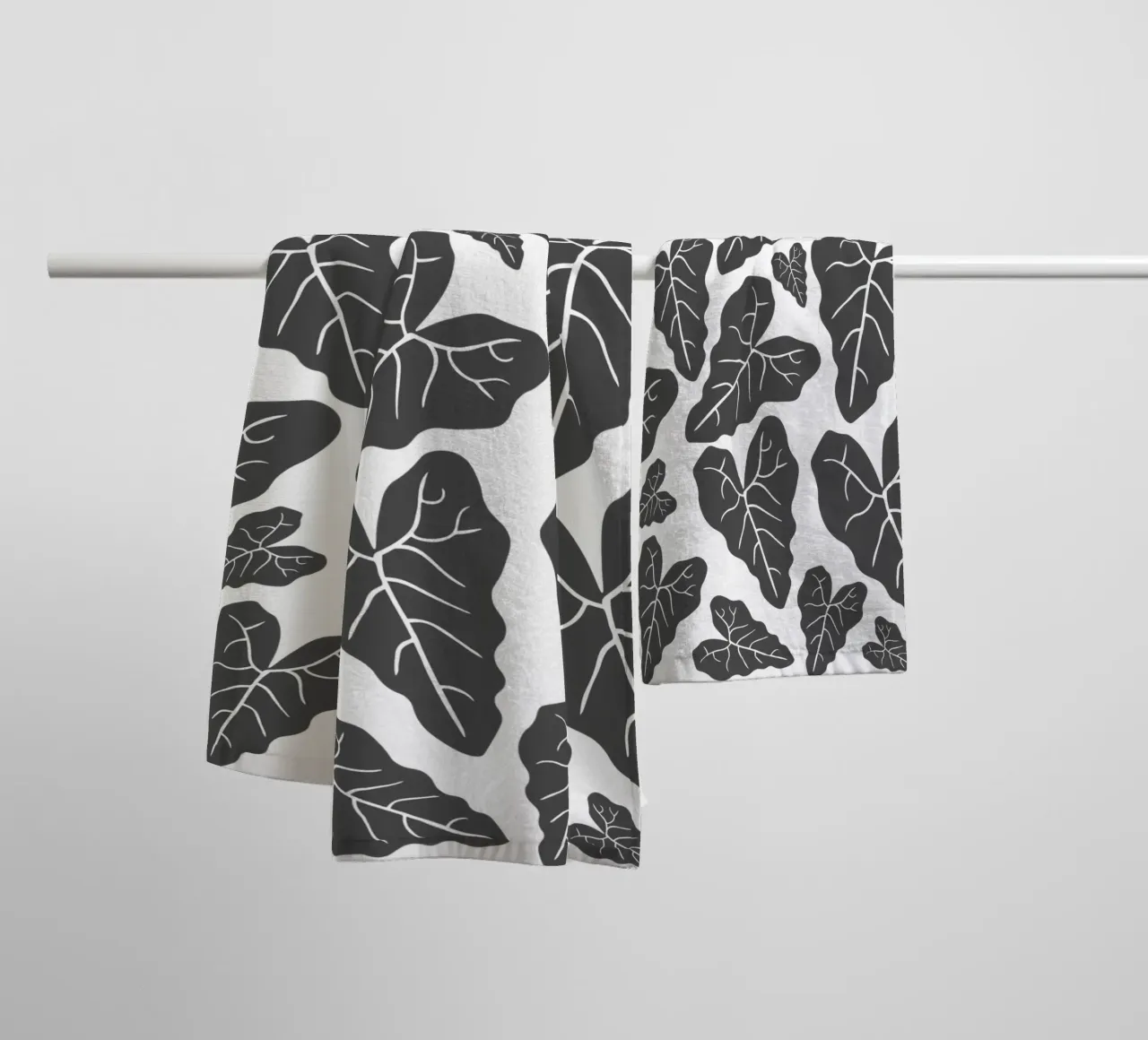 Grey leaves pattern asciugamano da bagno da baobabprintstore