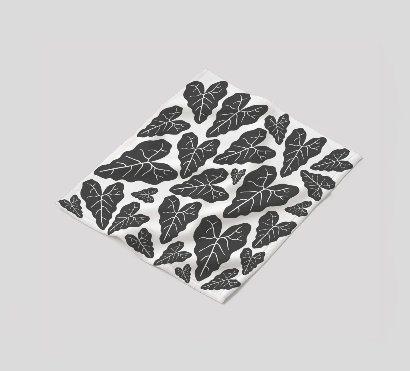 Grey leaves pattern Fleecedecke von baobabprintstore
