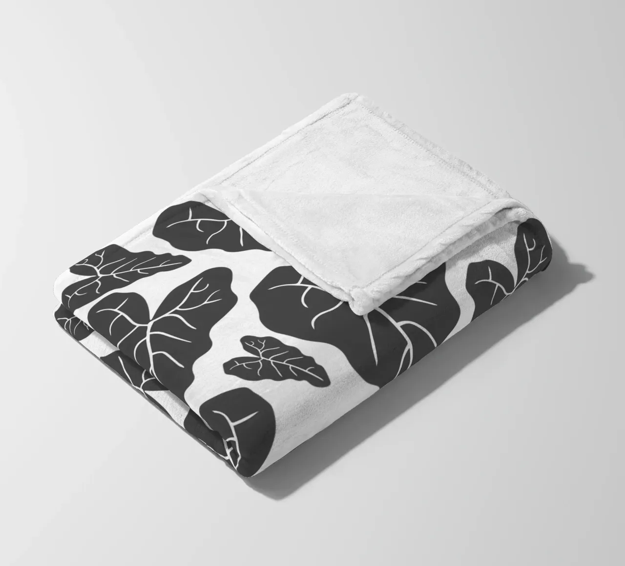 Grey leaves pattern coperta in pile da baobabprintstore