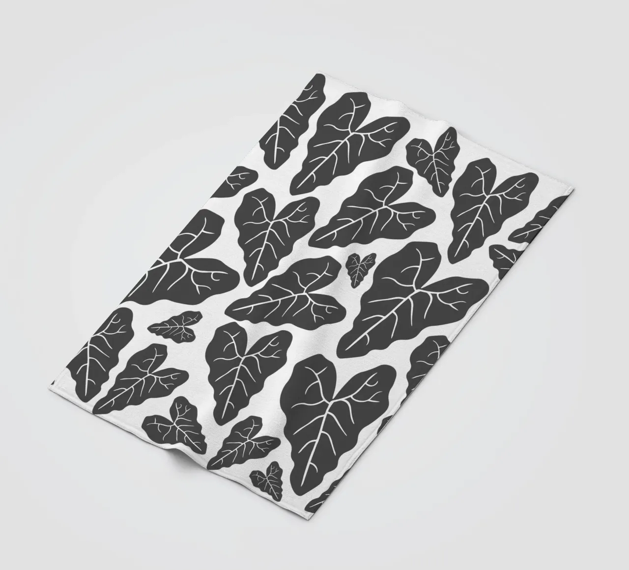 Grey leaves pattern coperta in pile da baobabprintstore