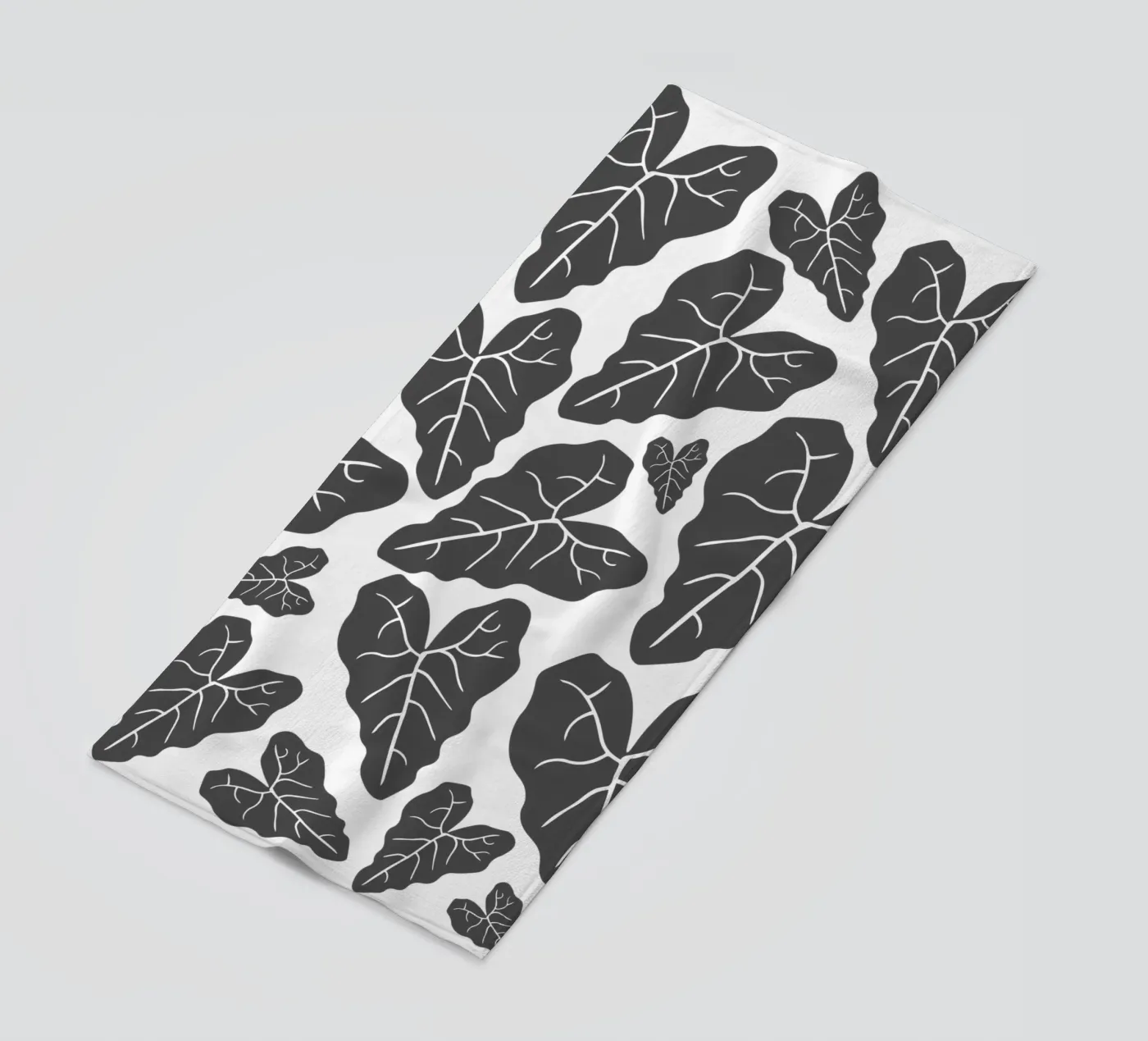 Grey leaves pattern telo mare da baobabprintstore
