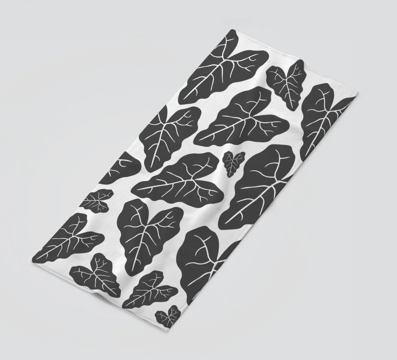 Grey leaves pattern telo mare da baobabprintstore