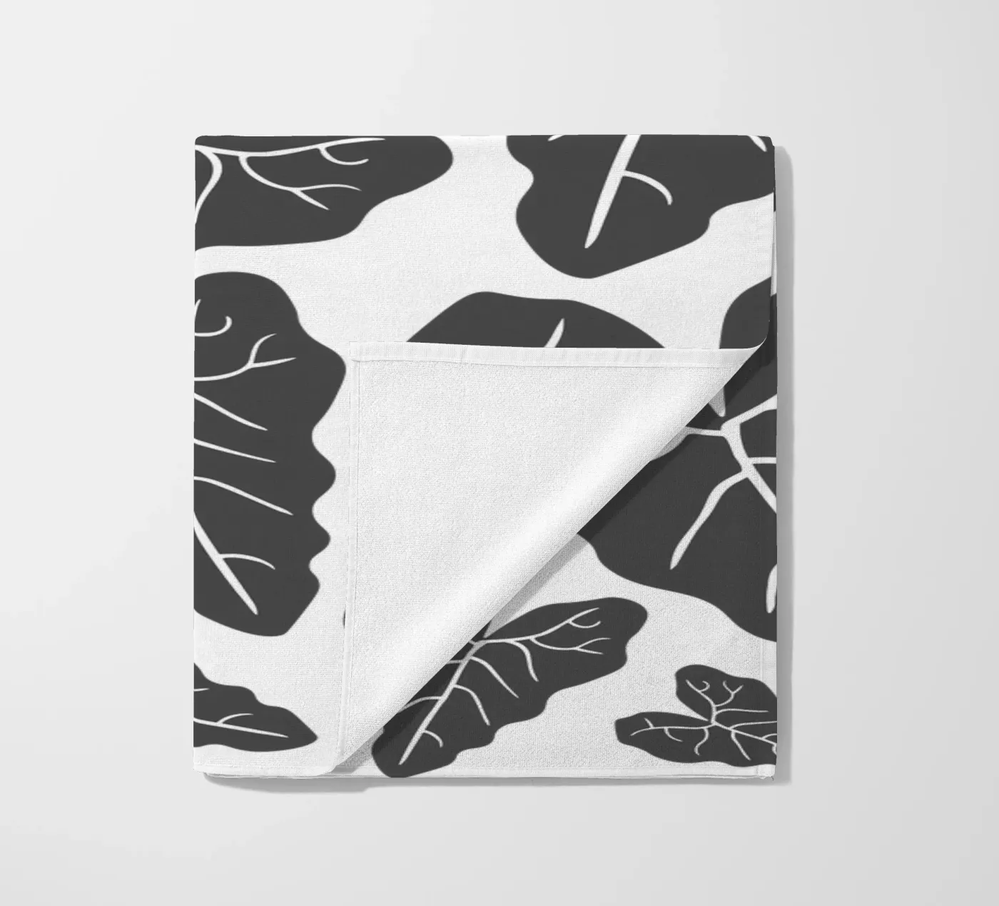 Grey leaves pattern telo mare da baobabprintstore