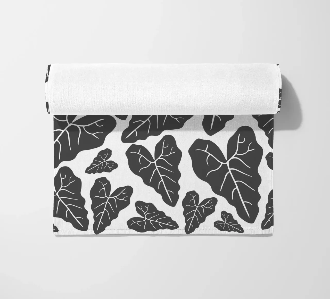 Grey leaves pattern telo mare da baobabprintstore
