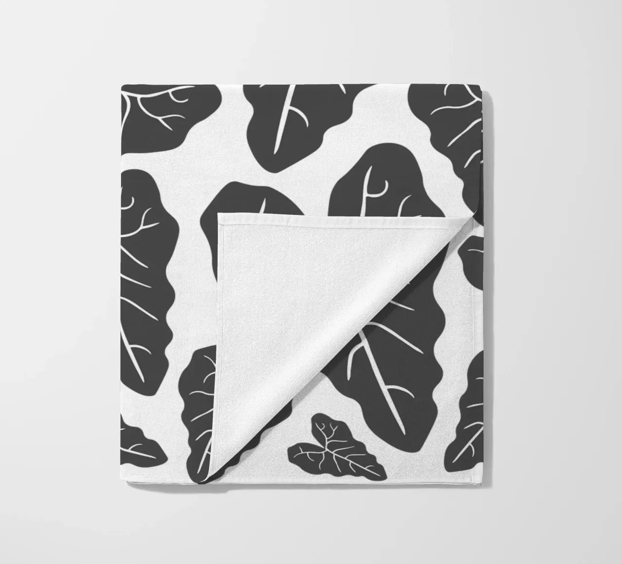 Grey leaves pattern telo mare da baobabprintstore