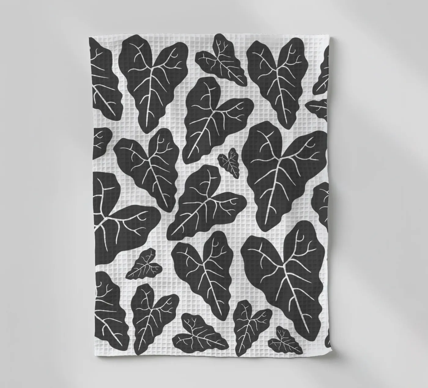 Grey leaves pattern torchon de baobabprintstore