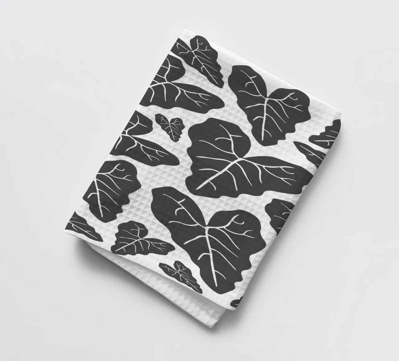 Grey leaves pattern canovaccio da cucina da baobabprintstore