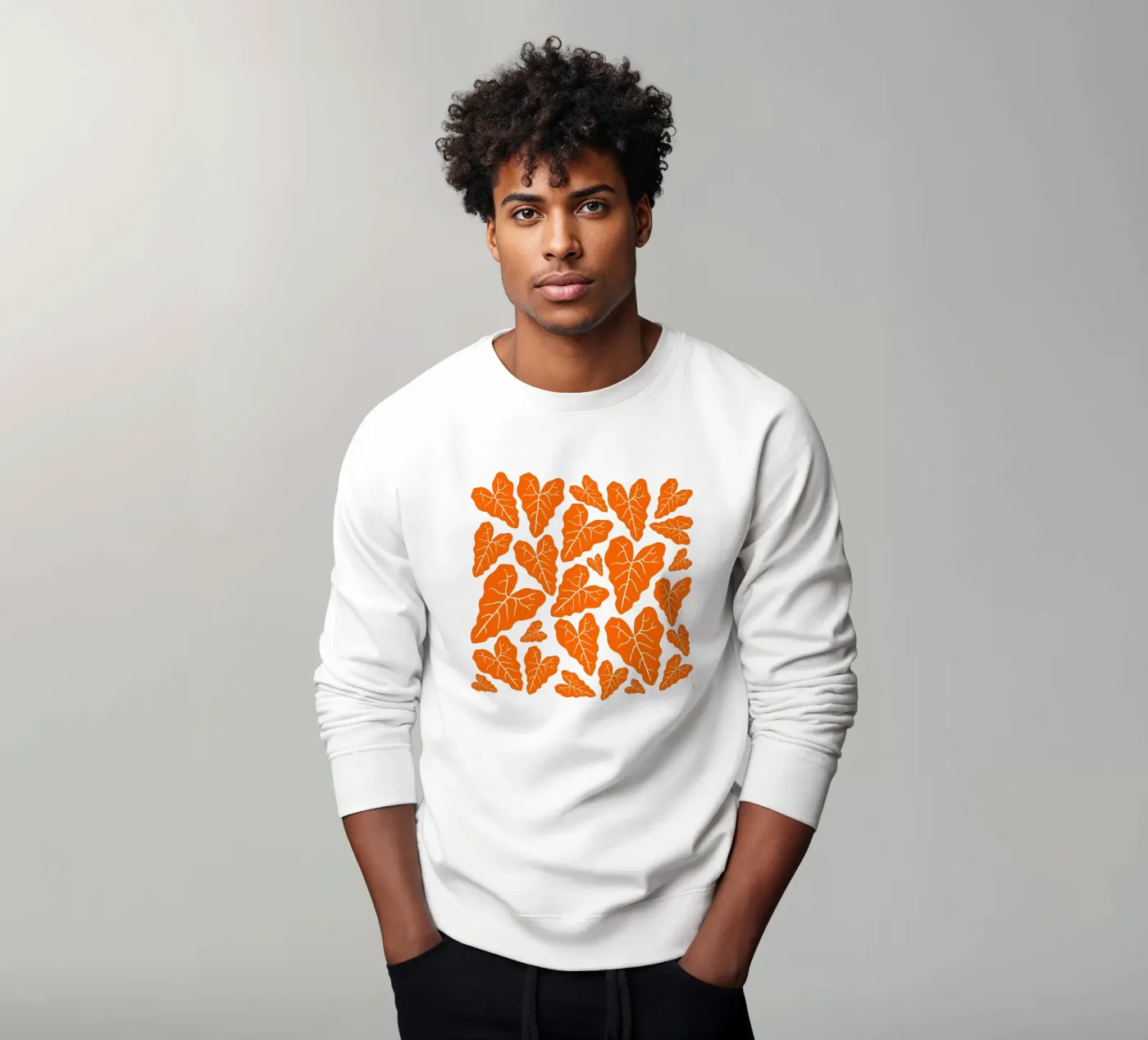 Orange leaves pattern felpa da baobabprintstore